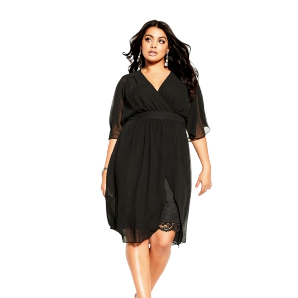 City Chic Love Affair‎ Womens Size 16 Whimsigoth Flowy Office Funeral Boho Dress